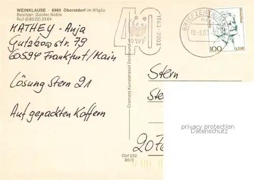 AK / Ansichtskarte Oberstdorf Weinklause Gastraeume Oberstdorf