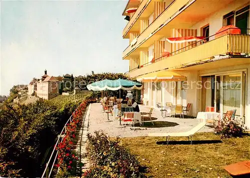 AK / Ansichtskarte Meersburg_Bodensee Hotel Weisshaar Terrasse Meersburg Bodensee