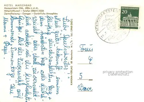 AK / Ansichtskarte Marquartstein Hotel Marienbad Swimming Pool Marquartstein