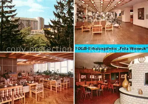 AK / Ansichtskarte Oberhof_Thueringen FDGB Erholungsheim Fritz Weineck Empfangshalle Restaurant Alchimistenkeller Oberhof Thueringen