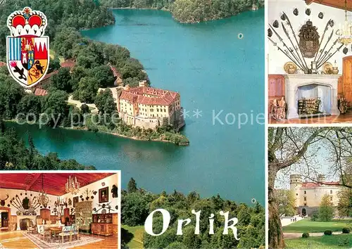 AK / Ansichtskarte Orlik_nad_Vltavou Luftaufnahme Schloss Rittersaal   Orlik_nad_Vltavou