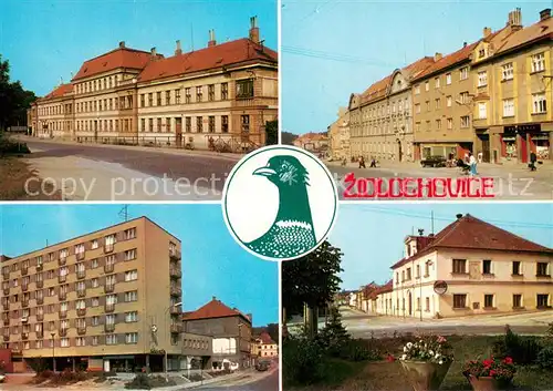 AK / Ansichtskarte Zidlochovice Nadrazni Strasse Postgebaeude Miruplatz Poliklinik Nationalkomitee 