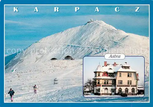 AK / Ansichtskarte Karpacz Restauracja Astra Berghotel Winterlandschaft im Riesengebirge Karpacz