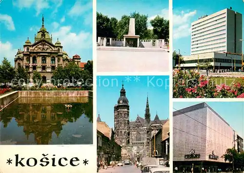 AK / Ansichtskarte Kosice_Kassa_Kaschau_Slovakia Statne divadlo Pomnik SNPDom Hotel Slovan Obchodny dom Prior 