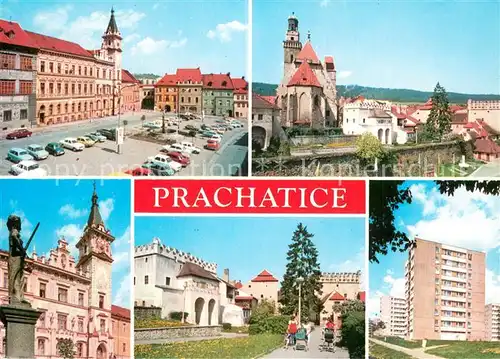 AK / Ansichtskarte Prachatice Namesti Kl Gottwalda Opevnena cast mesta Radnice Stale vnitrni opevneni Nova vystavba Prachatice