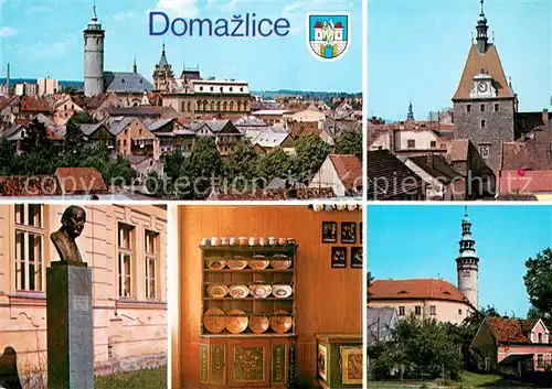 AK / Ansichtskarte Domazlice_CZ Panorama Dolni brana na namesti Busta Jundricha Muzeum Jindricha Chodsky hrad 