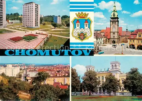 AK / Ansichtskarte Chomutov Sidliste a namesti 1 maje Celkovy pohled Divadlo Klub VTZ Chomutov