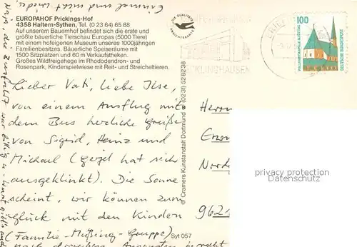 AK / Ansichtskarte Sythen Europahof Prickings Hof Besinnungsstaette Erholungspark Papenfeld Sythen