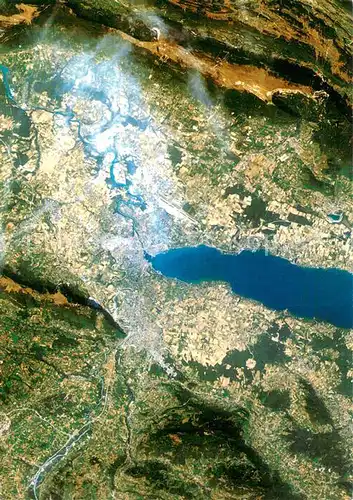 AK / Ansichtskarte Genf__Geneve_GE Region du Lac Leman Vue aerienne 
