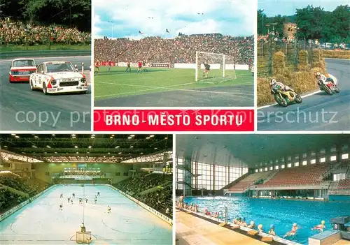 AK / Ansichtskarte Brno_Bruenn Mesto Sportu Fussballplatz Rennstrecke Eisstadion Hallenbad Brno_Bruenn