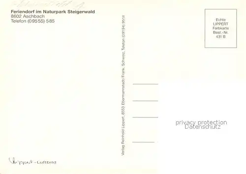 AK / Ansichtskarte Aschbach_Oberfranken Feriendorf im Naturpark Steigerwald Fliegeraufnahme Aschbach Oberfranken