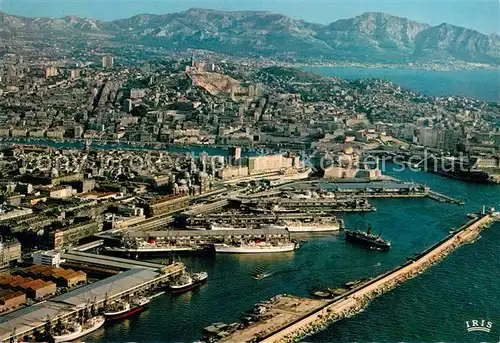 AK / Ansichtskarte Marseille_13 Vue aerienne Le Bassin de la Joliette Notre Dame de la Garde et la Corniche 