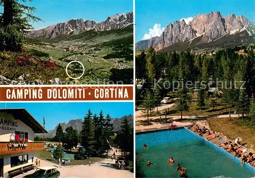 AK / Ansichtskarte Cortina_d_Ampezzo Camping Dolomiti Freibad Panorama Cortina_d_Ampezzo