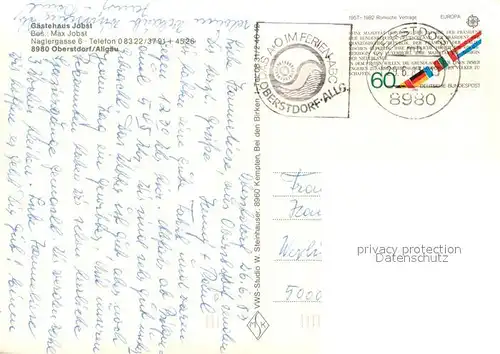 AK / Ansichtskarte Oberstdorf Gaestehaus Jobst Liegewiese Oberstdorf