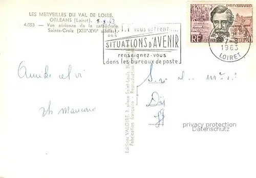 AK / Ansichtskarte Orleans_45_Loiret Vue aerienne de la Cathedrale Sainte Croix 