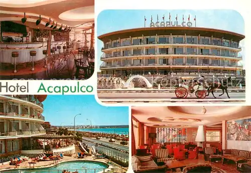 AK / Ansichtskarte Playa_de_Palma_Mallorca Hotel Acapulco Restaurant Bar Swimming Pool Pferdedroschke Playa_de_Palma_Mallorca