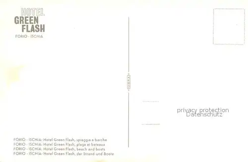 AK / Ansichtskarte Forio_d_Ischia Hotel Green Flash Strand Fischerboote Forio_d_Ischia