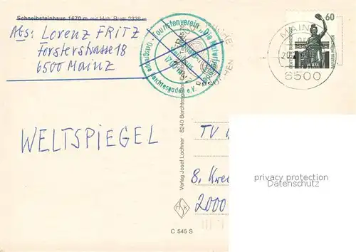 AK / Ansichtskarte Berchtesgaden Schneibsteinhaus mit Hohe Breit Berchtesgaden