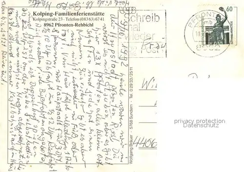 AK / Ansichtskarte Rehbichl_Pfronten Kolping Familienferienstaette Pfronten Spielplatz Bastelzimmer Veranstaltung Turnhalle Rehbichl Pfronten