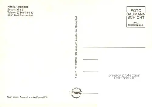 AK / Ansichtskarte Bad_Reichenhall Klinik Alpenland Kuenstlerkarte Bad_Reichenhall