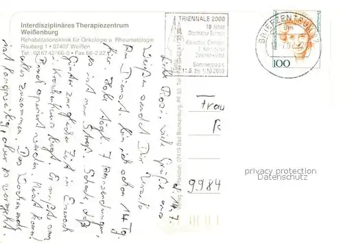 AK / Ansichtskarte Weissen_Uhlstaedt Kirchhasel Interdisziplinaeres Therapiezentrum Reha Klinik Weissen