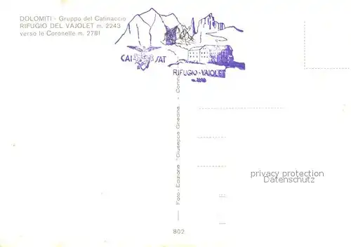 AK / Ansichtskarte Pera_di_Fassa Rifugio del Vajolet verso le Coronelle Gruppo del Catinaccio Dolomiten Berghaus Rosengarten Dolomiten Pera_di_Fassa