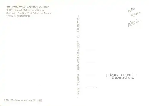 AK / Ansichtskarte Gutach_Schwarzwald Schwarzwald Gasthof Linde Hallenbad Garten Baumbluete Gutach Schwarzwald