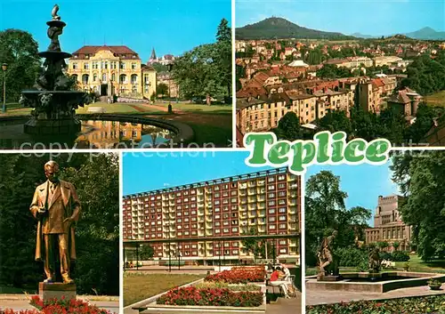 AK / Ansichtskarte Teplice Kamenne lazne Ctvrf Doubravka Pomnik Kl Gottwalda Nove vystavba v Retenicich Budova Kruinohorskeho divadla Teplice