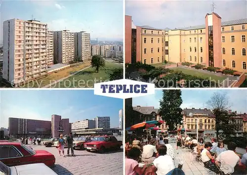 AK / Ansichtskarte Teplice Sidliste Trnovany Fucikovy lazne Obchodni dum Prior Terase divadelni kavarny Teplice