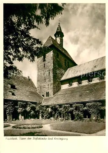 AK / Ansichtskarte Fischbeck_Weser Turm der Stiftskirche und Kreuzgang Fischbeck Weser