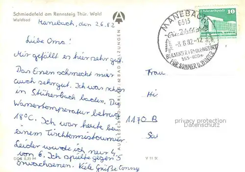 AK / Ansichtskarte Schmiedefeld_Rennsteig Waldfreibad Schmiedefeld_Rennsteig