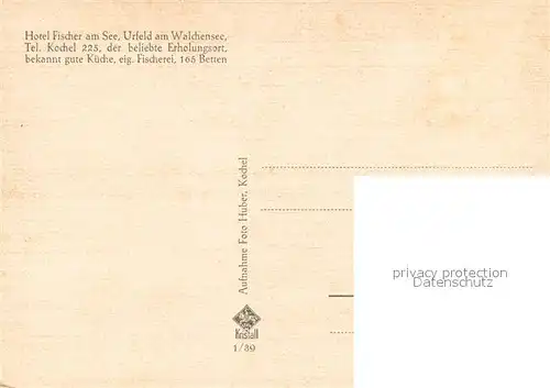 AK / Ansichtskarte Urfeld_Walchensee Hotel Fischer am See Urfeld Walchensee