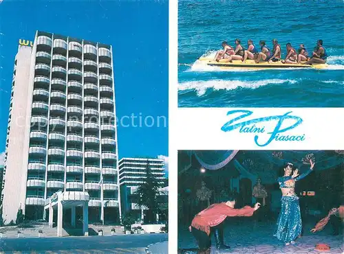 AK / Ansichtskarte Zlatni_Piassatzi Hotel Bootspartie Tanzvorfuehrung Zlatni_Piassatzi