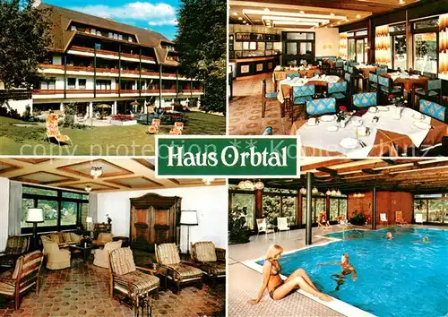 AK / Ansichtskarte Bad_Orb Haus Orbtal Kurappartements Gastraeume Hallenbad Bad_Orb