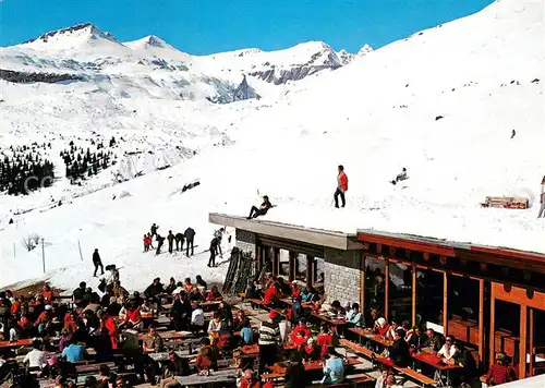 AK / Ansichtskarte Flims_GR Restaurant Naraus gegen Piz Grisch Wintersportplatz Oberhalbsteiner Alpen Flims_GR