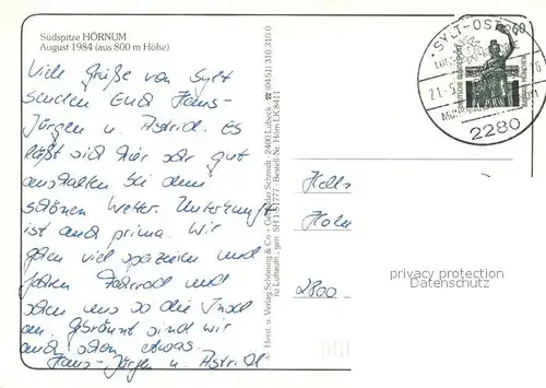 AK / Ansichtskarte Hoernum_Sylt Fliegeraufnahme Suedspitze Hoernum Sylt