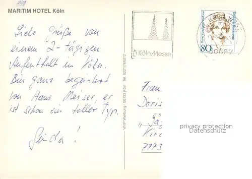 AK / Ansichtskarte Koeln_Rhein Maritim Hotel Innenansicht Koeln_Rhein