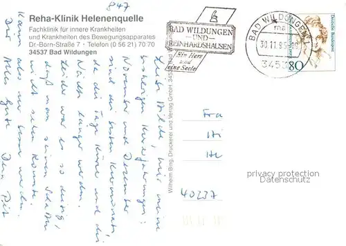 AK / Ansichtskarte Bad_Wildungen Kurklinik Helenenquelle Reha Klinik Hallenbad Gymnastikraum Bad_Wildungen