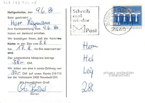 AK / Ansichtskarte Heiligenhafen_Ostseebad Strandmotel ADAC Motel garni Aussenansicht m. Strand Korbbestellung Heiligenhafen_Ostseebad