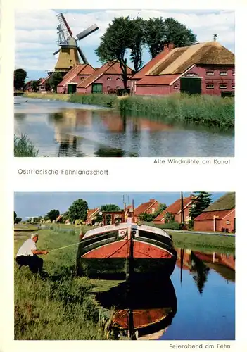 AK / Ansichtskarte Ostfriesland Ostfriesische Fehnlandschaft Alte Windmuehle am Kanal  Ostfriesland
