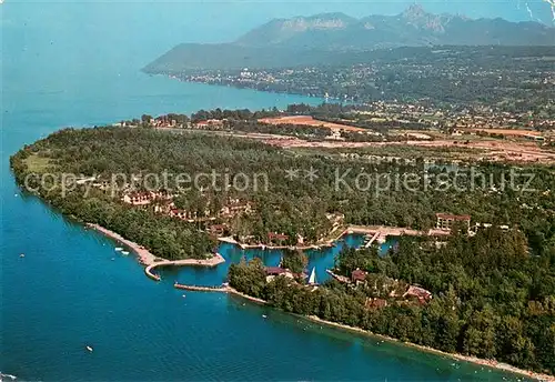AK / Ansichtskarte Port_Ripaille sur la rive du Leman au fond les Memises et Dent d Oche vue aerienne 