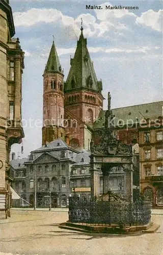 AK / Ansichtskarte Mainz_Rhein Marktbrunnen Dom Mainz Rhein