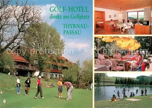 AK / Ansichtskarte Thyrnau Golf Hotel Gaststube Terrasse Badesee Golfplatz Thyrnau