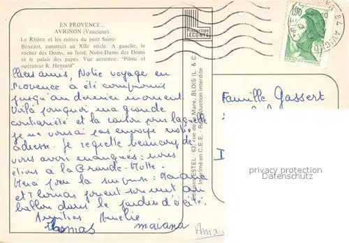AK / Ansichtskarte Avignon_Vaucluse Le Rhone et les ruines du pont Saint Benezet Vue aerienne Avignon Vaucluse