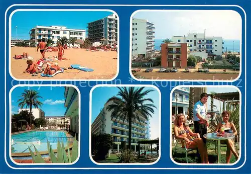 AK / Ansichtskarte Pineda_de_Mar Hotel Sorrabona Strandpartie Pool Gartenterrasse Pineda_de_Mar