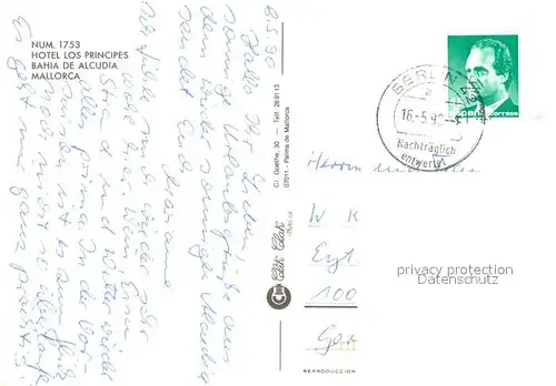 AK / Ansichtskarte Bahia_de_Alcudia Hotel Los Principes Strand Tretboote Bahia_de_Alcudia