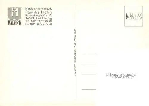 AK / Ansichtskarte Bad_Fuessing Appartementhotel Waldeck Hallenbad Brunnen Bad_Fuessing