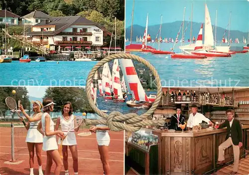 AK / Ansichtskarte Velden_Woerthersee Sporthotel Berger Segelschulen Tennisplatz Bar Velden Woerthersee