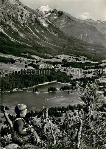 AK / Ansichtskarte Lenzerheide_GR Heidsee mit Piz Michel Lenzerheide GR