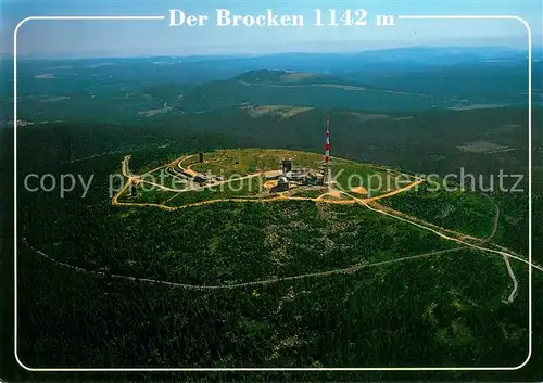 AK / Ansichtskarte Brocken_Harz Fliegeraufnahme mit Brockenhaus und Sendemast Brocken Harz